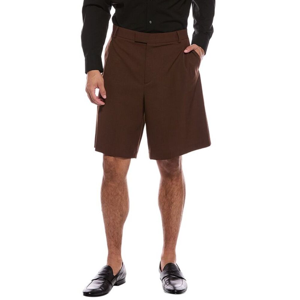 Valentino Mens Bermuda Wool-Blend Short, Brown